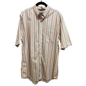Eddie Bauer Mens Stripe Relaxed Fit Short Sleeve Button Up Shirt Sz Large Tall